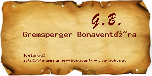 Gremsperger Bonaventúra névjegykártya